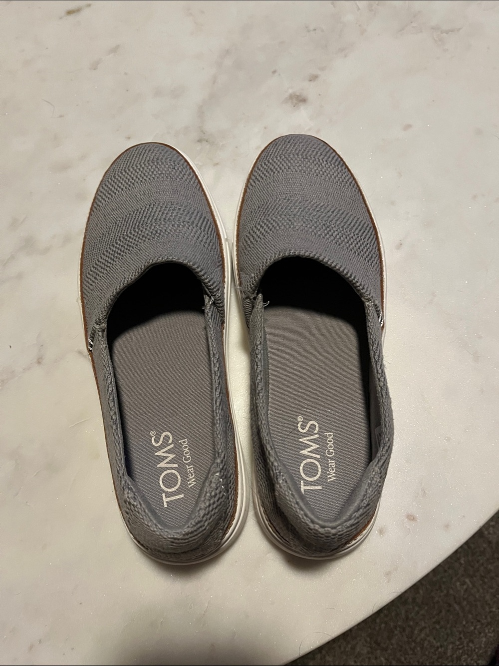 TOMS Gray Knit Slip-On Sneakers